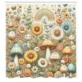 thumbnail image 4 of Ambesonne Trippy Shower Curtain, Pastel Mushroom Garden Art, 69"Wx84"L, Orange Blue and Green, 4 of 4