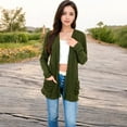 thumbnail image 4 of Women's Open Front Ribbed Cardigan with Long Sleeves and Front Pockets - X Large, Green, 4 of 7