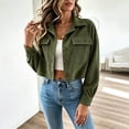 thumbnail image 7 of cocolona Cropped Jackets for Women Lapel Button Down Trendy Tops Casual Long Sleeve Fall Short Outerwear, 7 of 7