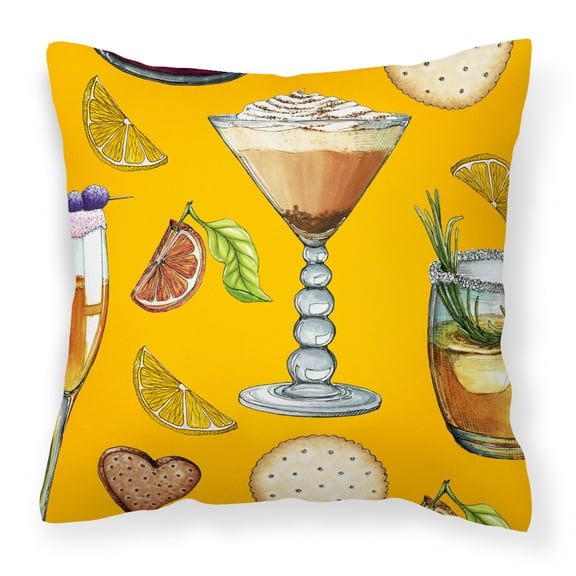Carolines Treasures BB5202PW1818 Drinks and Cocktails Gold Fabric Decorative Pillow  18H x18W multicolor