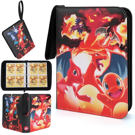 Trading Card Binder, 4-Pocket Album Book Holder for TCG Game, Fits 400 Cards