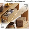thumbnail image 4 of Tribesigns 70.9" Extra Long Console Table with 3 Drawers, Wooden Entryway Sofa Table with Open Storage Shelves, Oak Finish Hallway Couch Table for Living Room Foyer or Entrance, 4 of 5