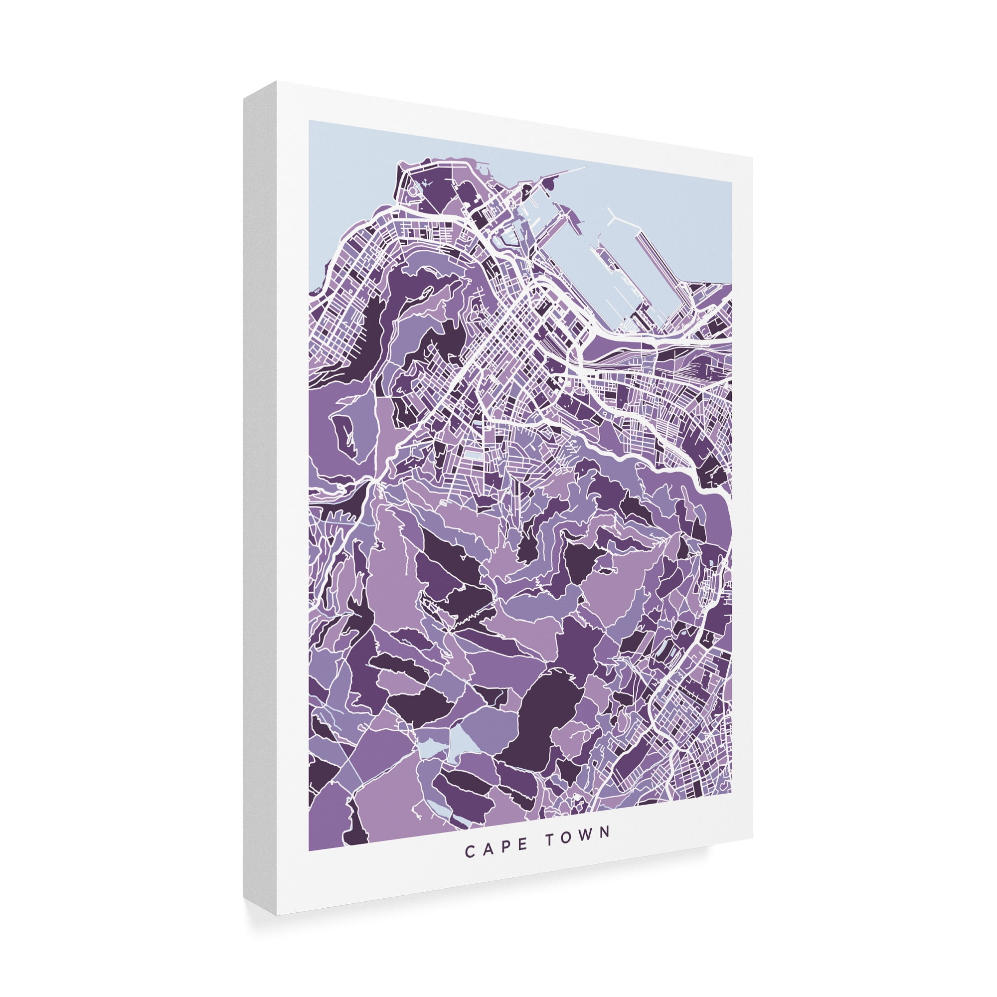 Trademark Fine Art 'Cape Town South Africa City Street Map Purple' Canvas Art by Michael Tompsett