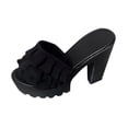 thumbnail image 2 of ZACPNCV Womens Plus Size High Heel Sandals Lace Trim Platform Block Heel Comfort Slides Summer, 2 of 9