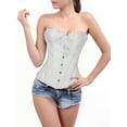 thumbnail image 3 of DODOING Women Satin Lace Sexy Bustier Corset Basque Lace Up Lingerie G-string Set S-6XL, 3 of 6