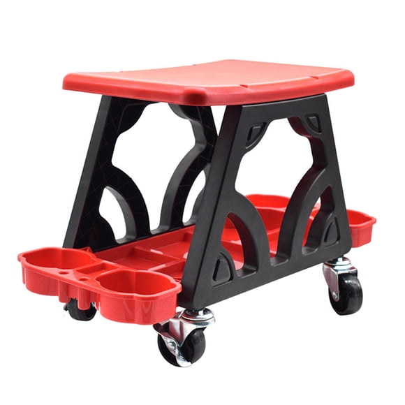 Naiovety Taburete para detalles de automóviles, taburete para mecánico con soporte de almacenamiento para reparación de automóviles Jardín y Patio Rojo
