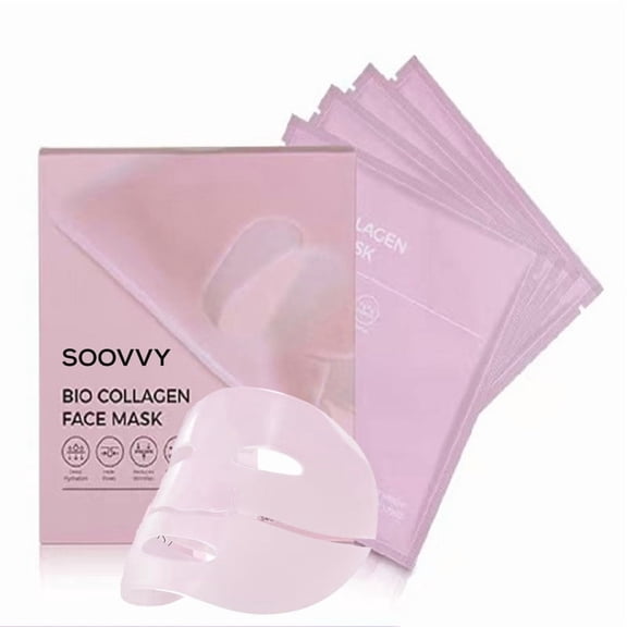 SOOVVY Bio-Collagen Real Deep Mask,PDRN Overnight Moisturizing Face Mask for Glow and Dewy Skin,Original Hydrating Vegan Collagen Face Mask,Korean Skincare,4ea