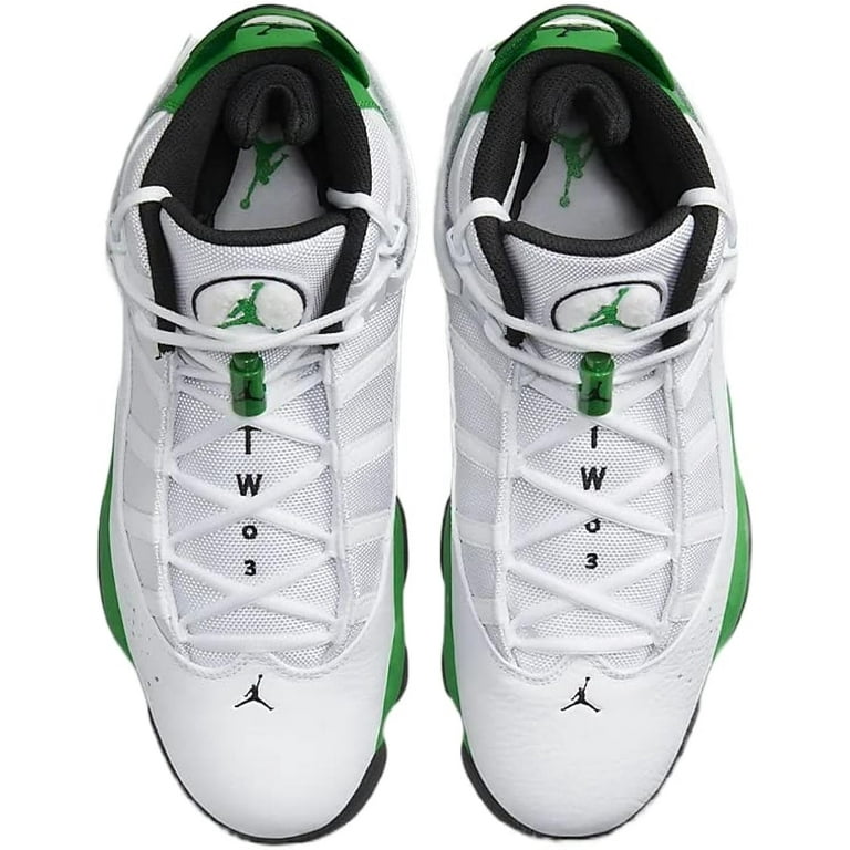 Jordan Mens 6 Rings Basketball Shoes,White/Black/Lucky Green  display picture 1
