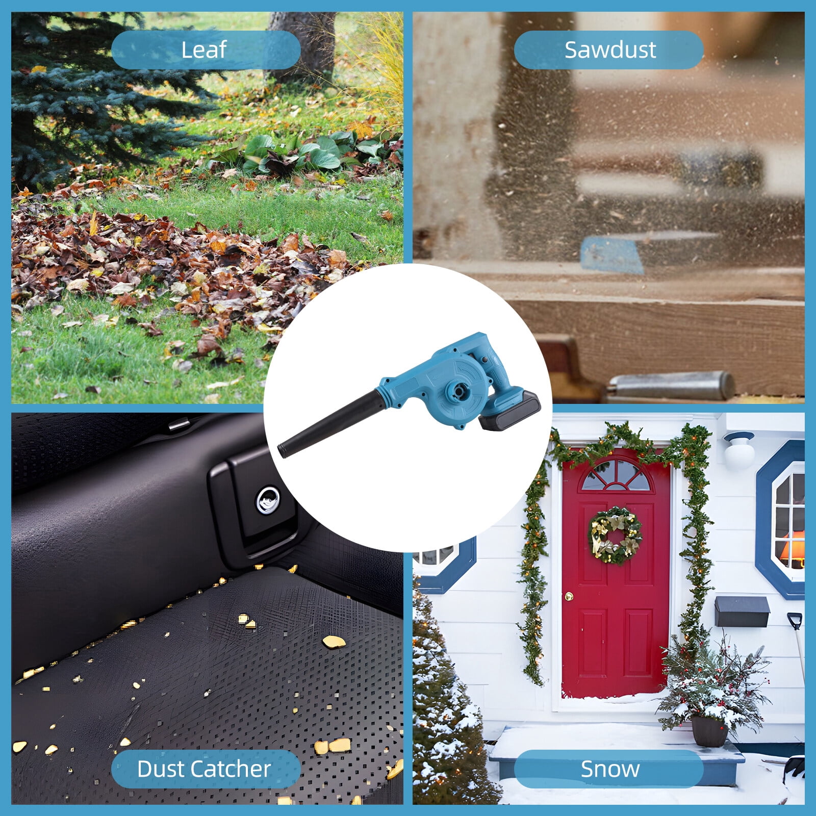 Cordless Leaf Blower with Battery 2-in-1 21V Cordless Electric Blower and Vacuum Cleaner 63MPH Handheld Battery Powered Small Blower for Lawn Care/Dust/Pet Hair with Dust Bag