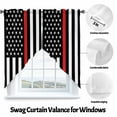 thumbnail image 5 of Swag Curtains Valances for Windows, Patriotic Thin Red Line Flag Short Kitchen Window Curtains Over Sink, Firefighter Cafe Curtains Panel Set Of 2,Rod Pocket, 63 Inches Length, 5 of 8