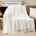 thumbnail image 6 of Cream Throw Blanket for Couch Bed Sofa,White Textured Blanket Throw for Home Decor,60"x80", 6 of 9