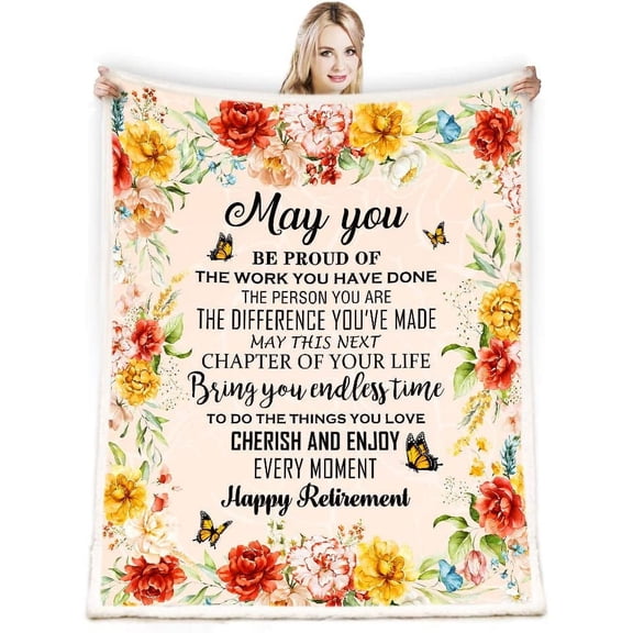 Retirement Blanket Microfiber Polyester, 50"x60" for Women, Teachers, Nurses, Coworkers, Boss, Mom, Grandma, 2023