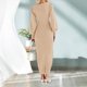 thumbnail image 5 of Vestido Mujer Ajustado Estilo Sexy Cuello En V Color Sólido Traje De Vacaciones Kuymtek Beige T S para Mujer, 5 of 6