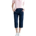 thumbnail image 2 of Tsesme Women’s Capris Jean Elastic Waist Straight Leg Denim Pants with Pockets Summer Casual Versatile Cropped Pants ,M, 2 of 8