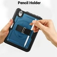 thumbnail image 6 of Allytechgroup Case for iPad Mini 7 (A17 Pro, 7th Generation) 2024 / iPad Mini 6 (6th Gen) 8.3 Inch, Built-in Shoulder Strap Wrist Strap Kickstand Pencil Holder Shockproof Cover, Navyblue, 6 of 12