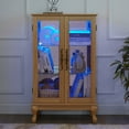 thumbnail image 2 of Miekor Furniture Elegant Light Oak Curio Cabinet with Tempered Glass Doors, LED Light, Mirrored Back Panel & Adjustable Shelves – Perfect Display Storage for Home & Office 86809, 2 of 11