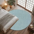 thumbnail image 3 of Haze Blue 4ft Round Rug, Farmhouse Burlap Solid Blue Color Modern Linen Texture Non-Skid Rubber Backing Large Area Rugs - Living Room Bedroom Home Office, Indoor Floor Mat Carpets Washable Rug, 3 of 9