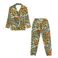 thumbnail image 4 of DISNIMO Womens Pajamas Loungewear Polynesian Plumeria Print Two Piece Sleepwear Button Down Pajama Sets Soft Long Sleeve Matching Lounge Set with Long Pajama Pants, 4 of 7