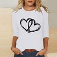 thumbnail image 2 of YUGYXL Womens Valentine's Day Shirts Trendy 3/4 Sleeve Heart Print Tshirts Funny Teen Girl's Valentine Round Neck BlousesWhite,L, 2 of 5