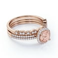 thumbnail image 3 of JeenMata 1.75 Carat Round Cut created morganite and Moissanite Trio Wedding Ring Set in Rose Gold, 3 of 6