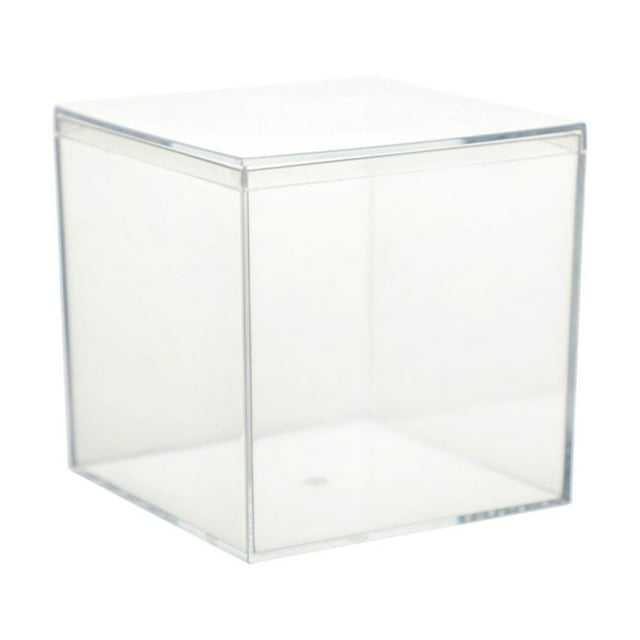 Dvruxg Clear Hard Plastic Display Case, Clear Gift Box for Party Favors, Clear Acrylic Square Cube Boxes, Plastic Square Cube Containers with Lid Plastic Storage Organizer