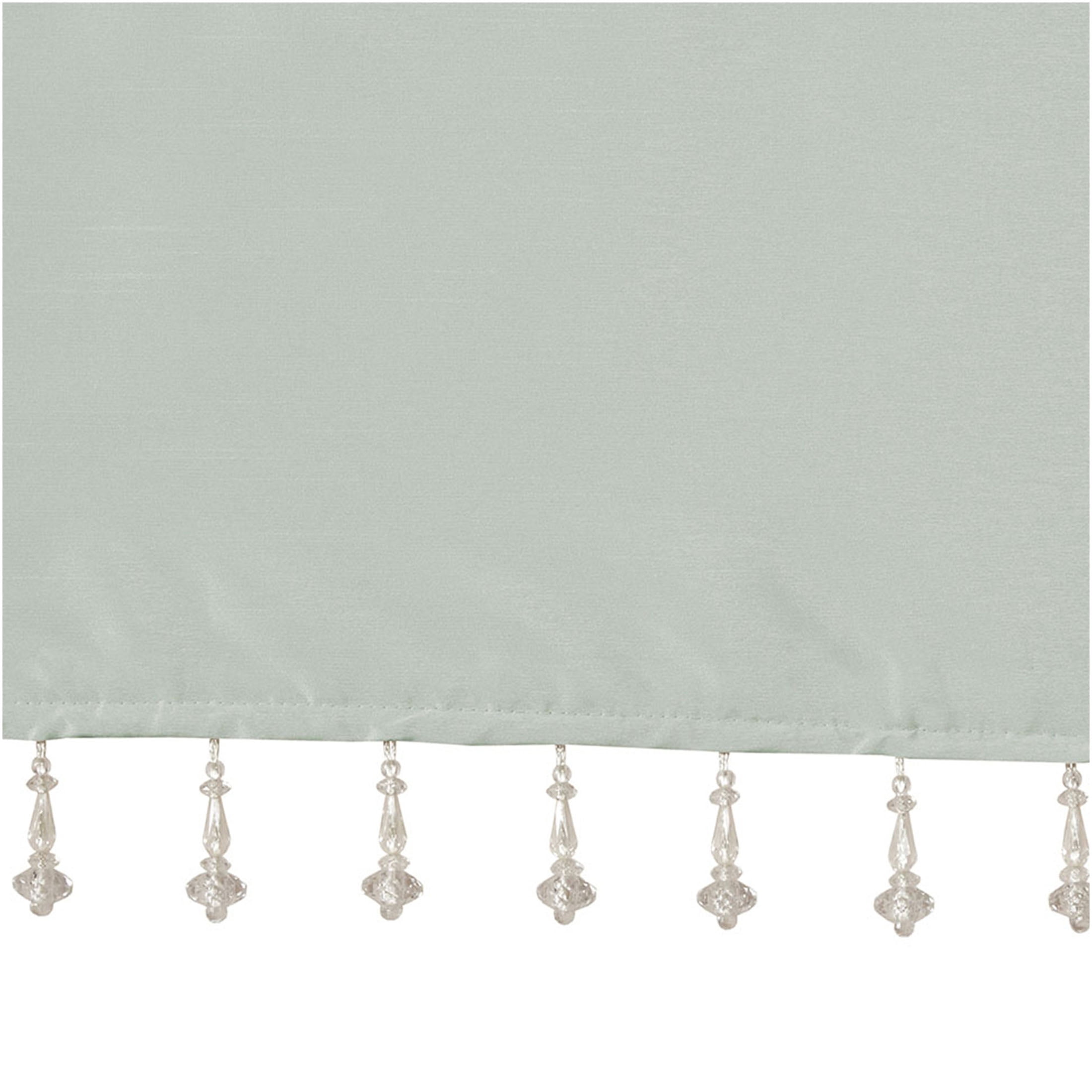 JERFIT Faux Silk Window Valance with Beaded Trim, Dusty Aqua Tab Top Curtain for Living Room, 50x26 Inches