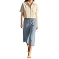 thumbnail image 5 of iHPH7 Linen Bermuda Shorts for Women Knee Length Summer Casual Elastic Waisted Side Split Shorts with Pockets Vacation Lounge Pants (S-5XL), 5 of 9