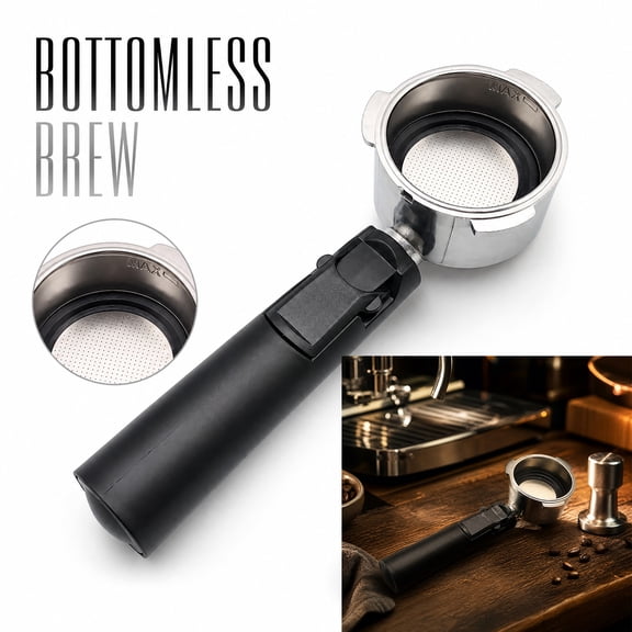 51mm Espresso Portafilter, Pressure Funnel Coffee Handle for Machine, Stainless Steel Basket with Wooden Grip, Professional Barista Accessory