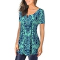thumbnail image 5 of ONLYSHE V-Neck T-shirt for Women's Summer Pleated Short Sleeve Tunic Tops Flare Blouse, 5 of 6
