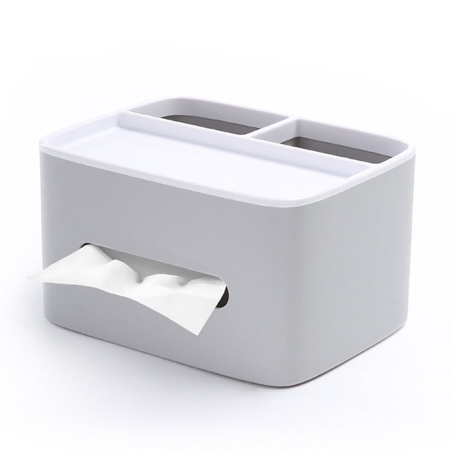 Dispensador de pañuelos de escritorio con tapa ABS PS, rectangular, multifuncional, con control remoto, caja de papelería para sala de estar y dormitorio