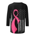 thumbnail image 4 of Women Breast Cancer Survivor Warrior T-Shirt 3/4 Sleeve Crew Neck Shirts Pink Ribbon Print Tackle Lightweight Blouses, 4 of 4