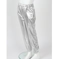 thumbnail image 4 of Yartina Kids Girls Sweatpants Glossy Metallic Hip Hop Dance Pants Street Dance Trousers Jogger Silver 6, 4 of 7