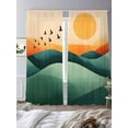 thumbnail image 3 of Abstract Sheer Curtains 108 Inches Long 2 Panels Peaks Sun Set Birds Oil Painting Light Filtering Semi Sheer Window Curtains Drapes for Bedroom Living Room 52"x108", 3 of 7