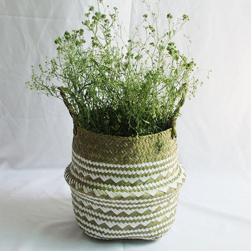 Details about   Foldable Seagrass Belly Woven Basket Flower Plants Pots Storage Bag Home Garden 