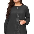 thumbnail image 3 of DYMADE Women Plus Size Long Sleeve Eiffel Tower Print Fake Two Ankle-Length Dress, 3 of 4