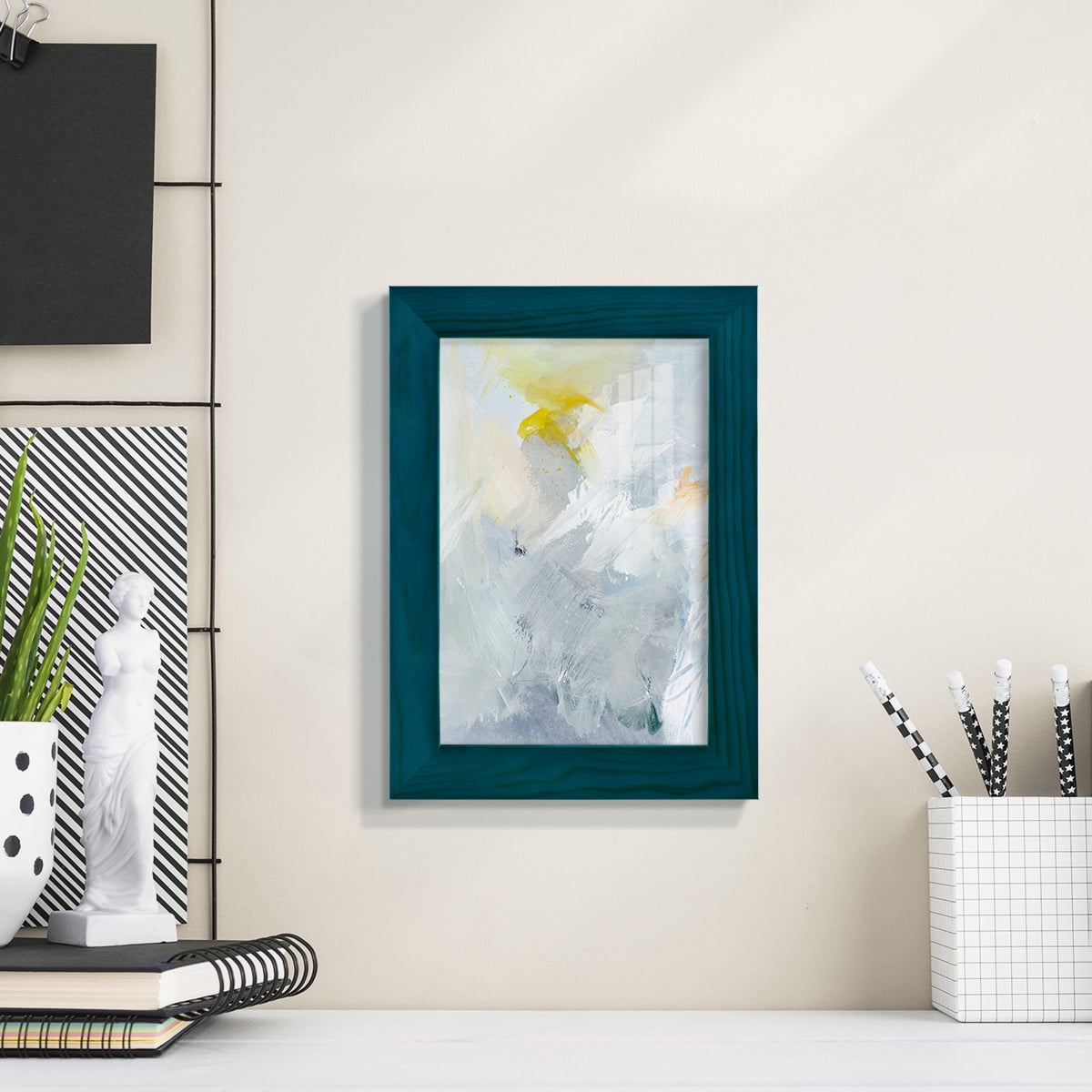 Canary and Sky II - Framed Print w/glass - Ocean Blue