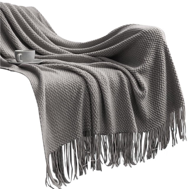 Bewildely Manta de punto Bedsure, suave, cálida, acogedora, ligera, decorativa, con borlas para sofá, cama, sofá, viaje Decoración del hogar No.2 Bewildely HA027356-02