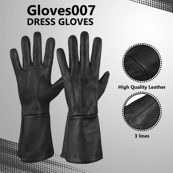 Genuine Leather Unlined Long Arm Cuff, Medieval Gauntlet Cosplay Gloves For Men