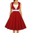 thumbnail image 1 of Robes pour Femmes 2024 Été Robe Ample Couleur Contrastée Sans Manches Col en V Robe Aguichant 50 % de Réduction!, 1 of 4