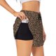 thumbnail image 1 of Balery Brown Leopard Pantalones cortos deportivos para mujer con forro y dos bolsillos, elásticos, para entrenamiento, gimnasio, yoga-Large, 1 of 7
