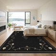 thumbnail image 3 of ODIKA 9'x12' Washable Area Rug Black Beige Elegance with Floral Vine Accents Intricate Scrollwork and Symmetrical for Dining Room, Basement, Large Office, Non-Slip Chair-Friendly, 3 of 7