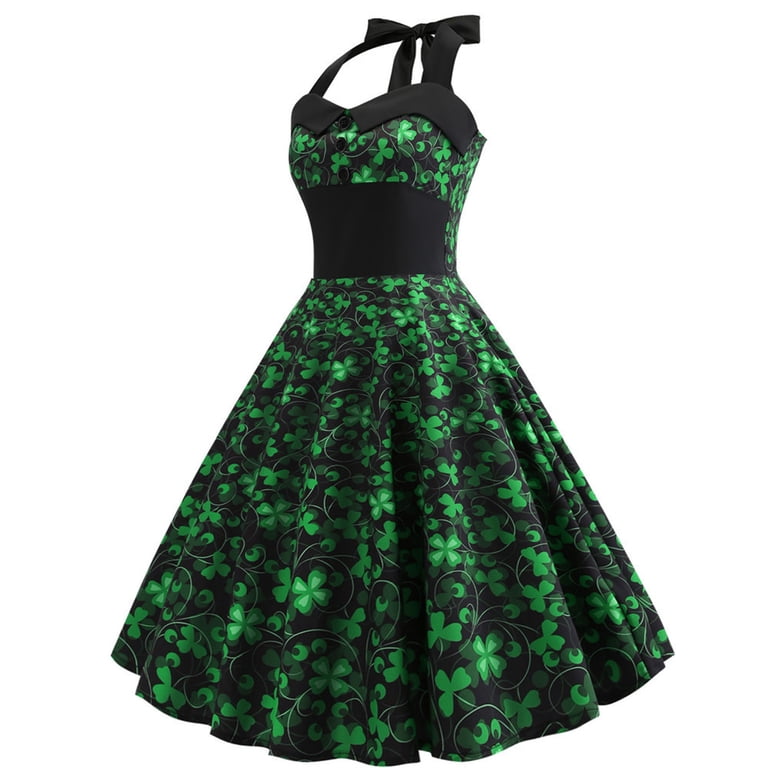 Up to 65 off!Lolmot Womens Sexy Sleeveless Halter Midi Dresses St Patricks  Day Neck-Tie Bowknot Pleated A Line Flowy Dress Evening Dress Irish Holiday  Shamrocks Print Prom Party Cocktail Dress - Walmart.com