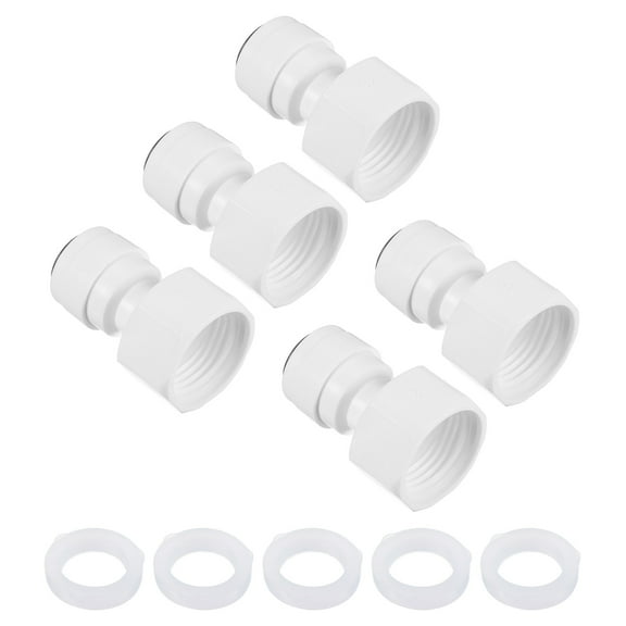 Uxcell 3/8" Tube to 1/2NPT Female Push to Connect Fittings, 5 Pack Straight White