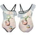 thumbnail image 6 of Invader Zim Gir Pig One-Piece Swimsuit for Girls Adjustable One Shoulder Ruffled Swimwear Summer Beach Kids Bathing Suits Sizes 6-12Y, 6 of 7