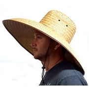 Angle View: Double Weaved Hard Shell Shade Hat Large Fit Wide Brim Straw Hat