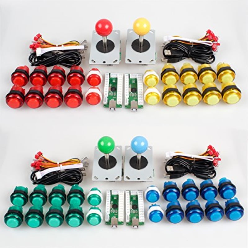 1 Player DIY Arcade Parts Kit 10x LED Buttons Red 1X Joystick+USB Encoder 