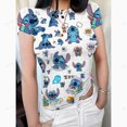 thumbnail image 3 of Camiseta de mujer con estampado 3D de Lilo y Stitch de Disney, camiseta ajustada de manga corta, camiseta de moda para vacaciones en la playa para mujer, tallas XS a 3XL, 3 of 5
