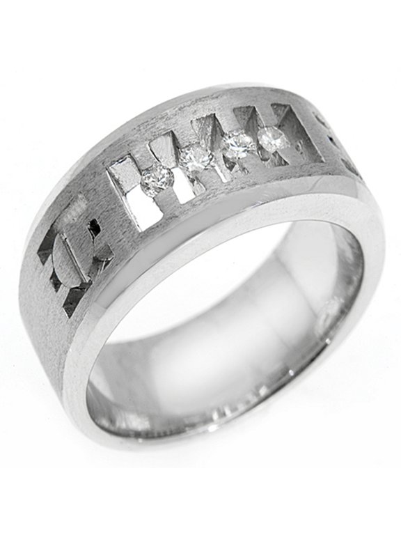 14k White Gold Mens Brilliant round cut 4-Stone Diamond Ring .25 Carats