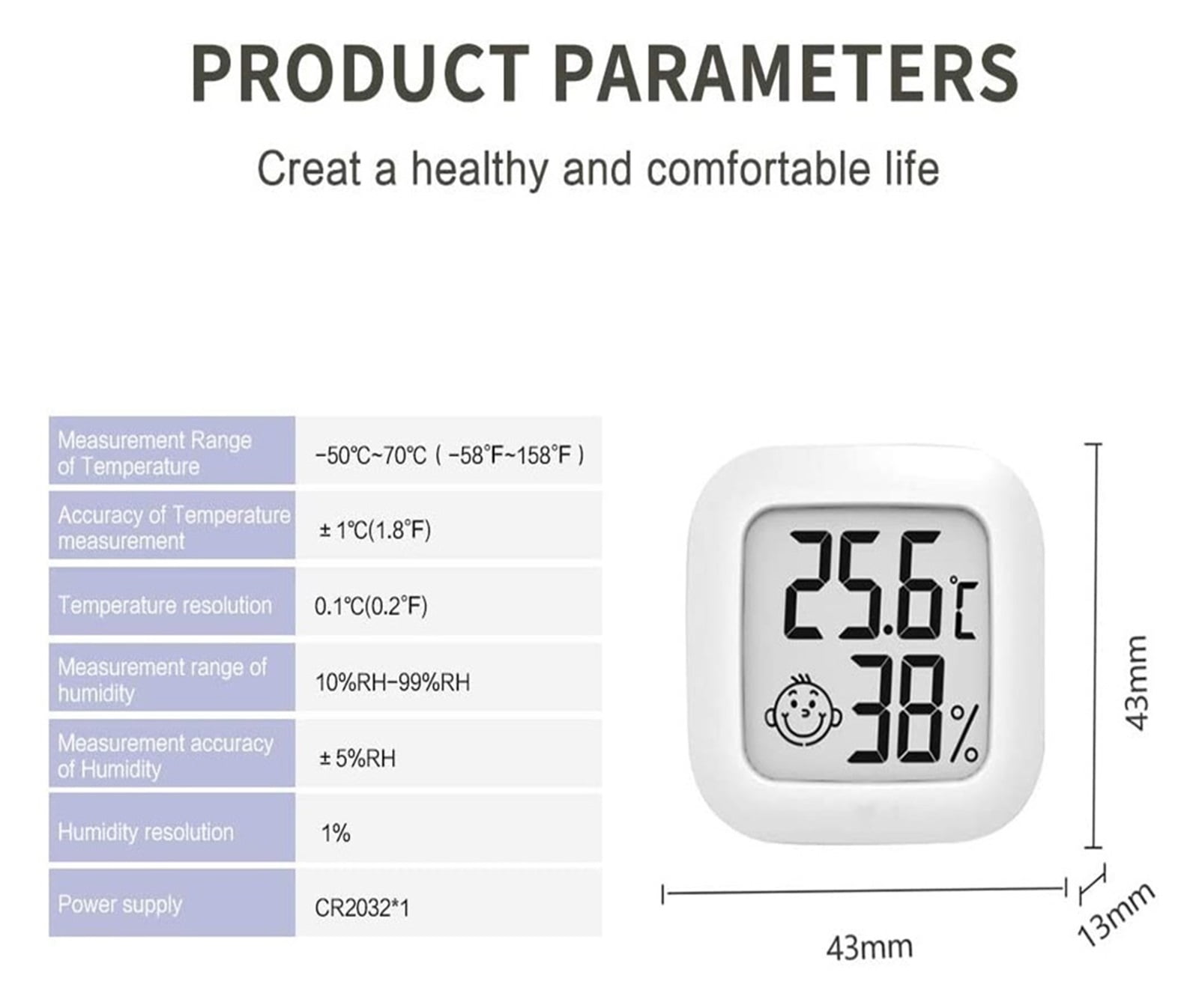 LCD Electronic Digital Temperature Humidity Meter Thermometer Hygrometer Weather Station Clock ,Compact & Portable