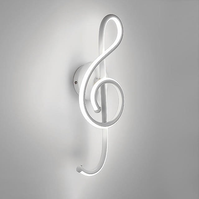Lámpara de pared con nota musical LED, luz nocturna en espiral para cabecera (luz blanca) (blanco)